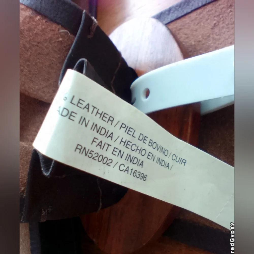 Vintage Brown Leather Hand Painted Wooden O-ring Asymmetrical Belt Size S/M - Picture 7 of 9
